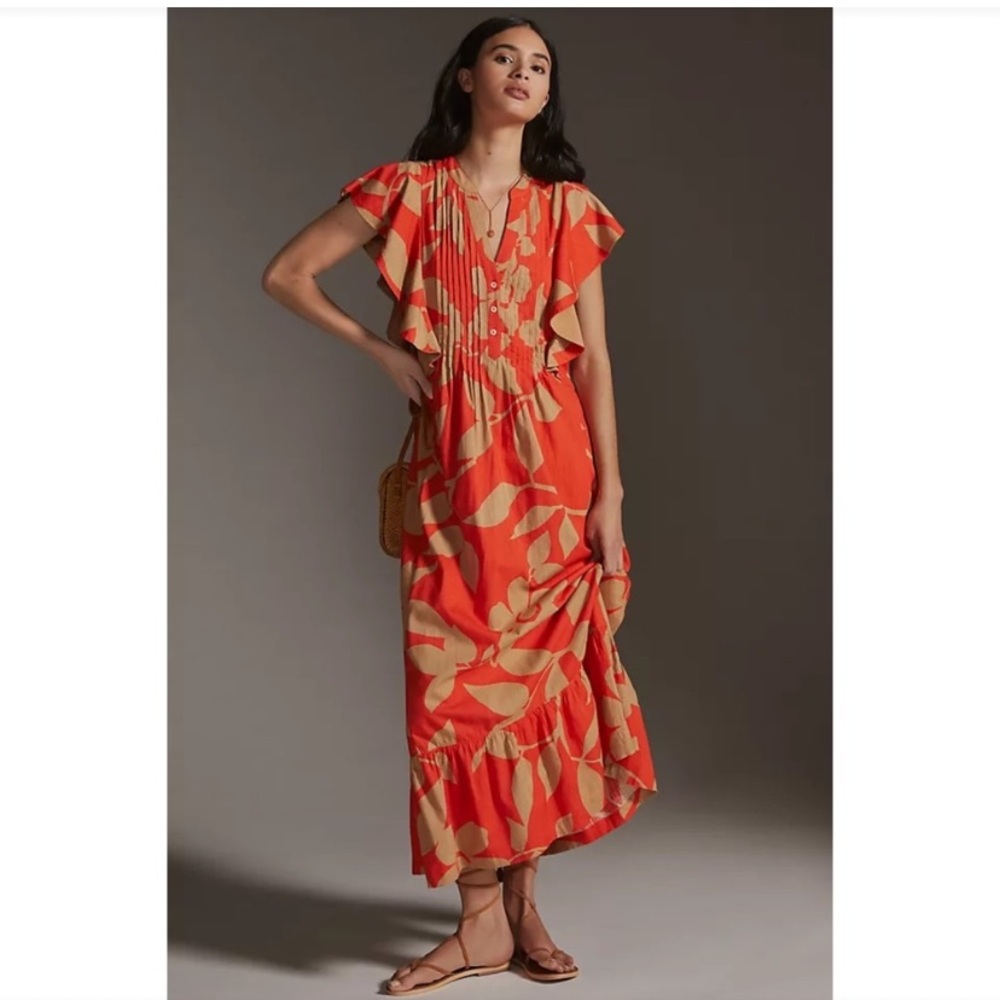 Maeve Red and Cream Floral Maxi Dress